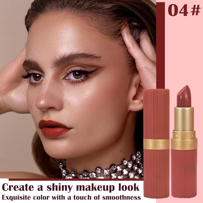 Red Metallic Lipstick for Women,Lightweight Shimmer Frosted Lipstick,Glitter Lip Gloss Stain Long Lasting Waterproof Smudge Proof 24 Hour Full Coverage Lip Makeup,Vegan