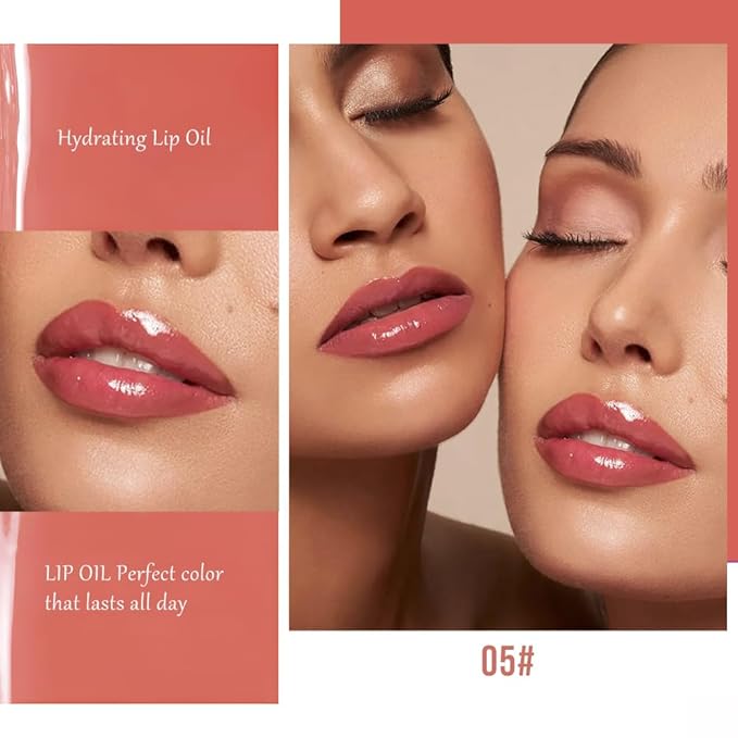 2-in-1 Dual Ended Lip Stain & Lip Oil – Long Lasting Waterproof Matte Lip Gloss with High Pigment, Non-Sticky Lip Tint, Hydrating Lip Oil for Moisturizing & Glossy Finish (05#, 1PCS)