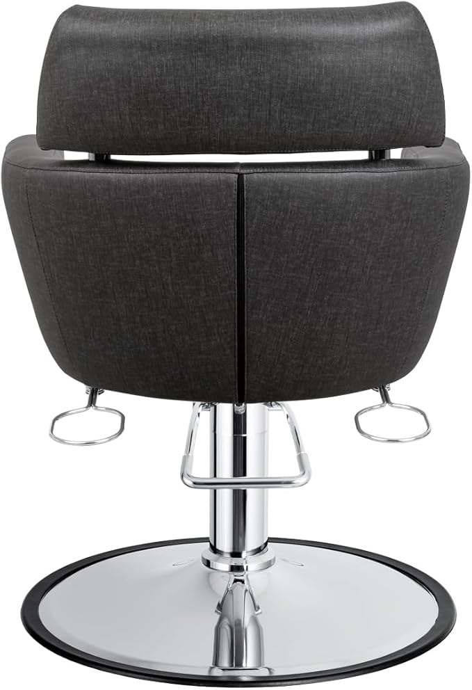 Azure Wide Salon Styling Chair in Slate Gray, Round Chrome 360° Swivel Hydraulic | Minerva Beauty
