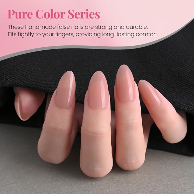 evpct Glossy Press on Nails Short Almond Short for Women, Dusty Nude Pink Fake Nail with Glue Salon Quality Reusable Stick on Nails In 15 Sizes 30Pcs Full Cover False Nail Soft Gel Set Kit for Gift