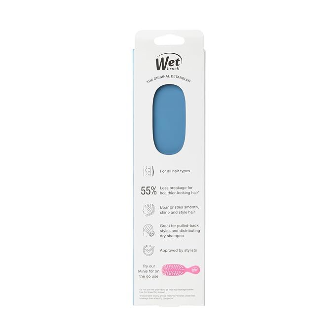 Wet Brush Shine Enhancer Hair Brush, Elemental Blue, Ultra-Soft IntelliFlex Bristles, Natural Boar Bristles for All Hair Types, For Women and Men, Wet and Dry, All Ages