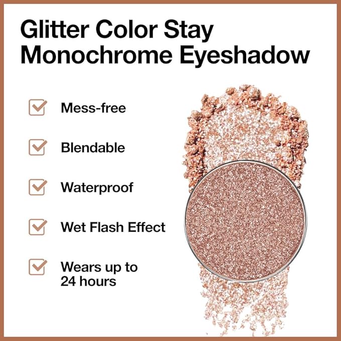 Champagne Rose Gold Monochrome Shimmer Eyeshadow Palette Makeup,Long Lasting Naturing-Looking Lightweight Glitter Single Eyeshadow,Neutral Powde Eye Shadow for Older Women