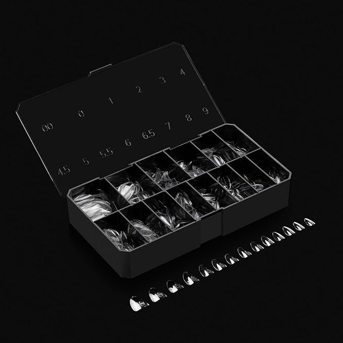 Apres Gel-X® Almond Box of Nail Tips | 280 Gel-X Tips, Soft Tips, 14 Sizes 00-9 | Half-sizes Included (Natural Almond Extra Short, 280 Count)