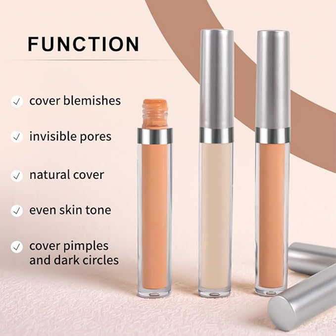 Kaely 2Pcs Hydrating Concealer Wand,Full Coverage Liquid under Eye Concealer,Long Lasting Waterproof Primer Makeup for Dark Circles and Puffiness Trouble Spots Redness,Eye Ring corrector de ojeras 02