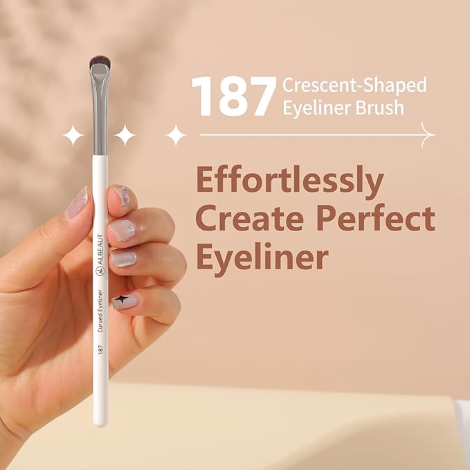 Eyeliner Brush, Crescent-Shaped Eyeliner and Brow Brush - Effortlessly Create Perfect Eyeliner (187 curved eyeliner)