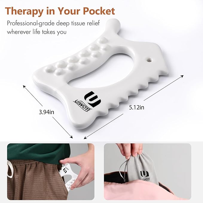 6-in-1 Ceramic Body Gua Sha Facial Tools | Lymphatic Drainage Tool, Face Sculpting Tool & Acupressure Tool | Body Guasha | Trigger Point Massage Tool for Fascia Massage and Cellulite