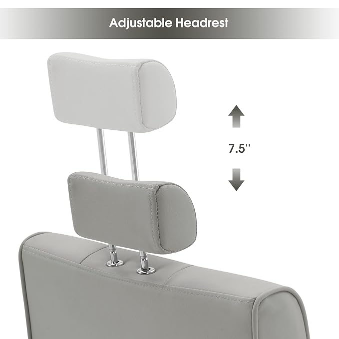 BarberPub Classic Hydraulic Recliner Barber Chair Antique Hair Spa Salon Styling Beauty Equipment 3123 (Grey)