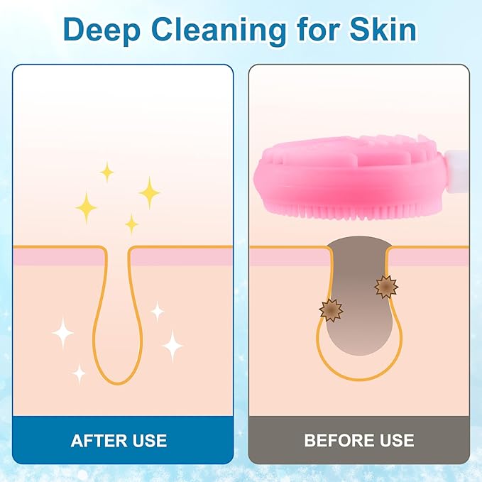 Silicone Face Exfoliator Scrubber, Face Mask Brush Applicator, Facial Cleansing Brush for Blackhead Skin Care, Makeup, Mud, Body Lotion, DIY Mask for Women -Pink