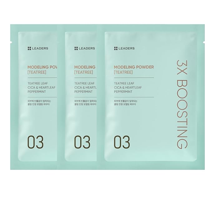 LEADERS 3X Boosting Modeling Mask | 3-Step Korean Skincare with Tea Tree Set of 3 | Soothing, Hydrating & Comforting for Irritated Heated Skin | Relieve Skin Sensitivity - 3 Pack (Teatree)