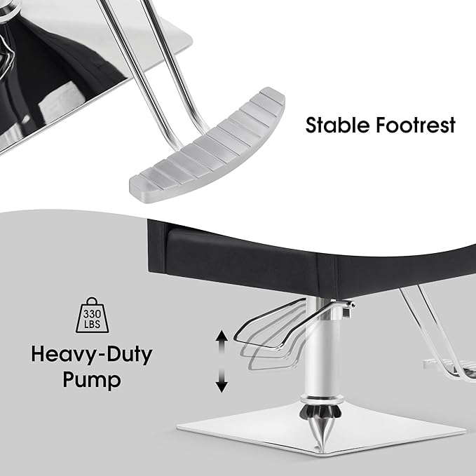 BarberPub Classic Salon Chair for Hair Stylist,Hydraulic Barber Styling Chair,Beauty Salon Spa Equipment 8818 (Black)