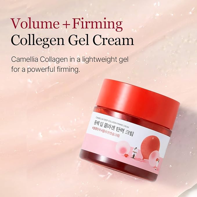 ROUND LAB Camellia Deep Collagen Firming Cream 1.69 Fl Oz, Elasticity-Enhancing Face Moisturizer with Multi-Collagen for Long-lasting Hydration, Smooth and Firm Skin, Pore Tightening, Korean Skincare
