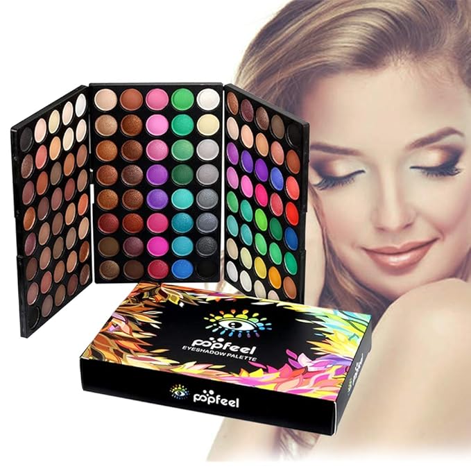 120 Colors Long Lasting Waterproof Highly Pigments Shiny Shimmers Glitter Eyeshadow Palette All in One Makeup Kits for Women Girls Holiday Make-up Gift Sets Xmas Essential Makeup Palette
