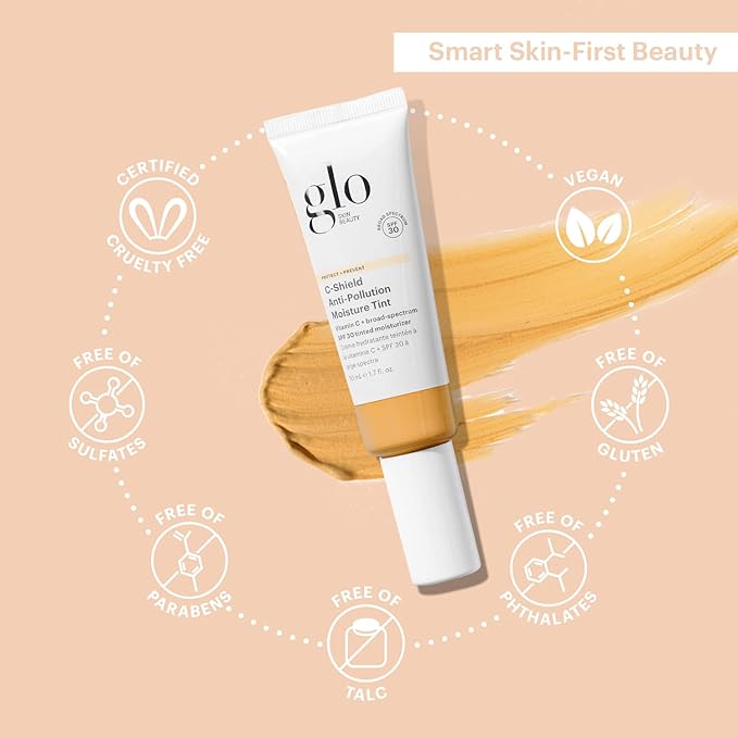 Glo Skin Beauty C-Shield Anti-Pollution Moisture Tint - Tinted Moisturizer With SPF 30 for Face, Broad Spectrum Protection & Vitamin C, 1.7 Oz (6W-Medium)