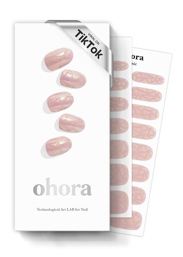 ohora Semi Cured Gel Nail Strips (N Pink Wonderland) - Pink, Solid, Works with Any UV/LED Lamps, Salon-Quality, Long Lasting, Easy to Apply & Remove - Includes 2 Prep Pads, Nail File & Wooden Stick