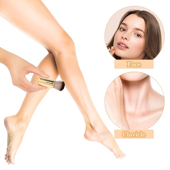 Self Tan Brush Soft Body Makeup Brush Portable Self Tanning Brush Self Tanner Face Brush For Body & Leg Makeup（Gold）