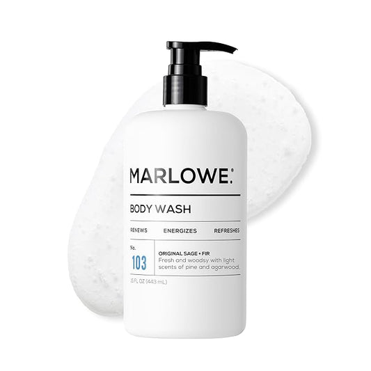 MARLOWE. No. 103 Body Wash 16 oz Pump, Original, Energizing & Refreshing Shower Gel with Willow Bark & Green Tea Extracts, Cleanses, Moisturizes, Smooths & Nourishes, Fresh Pine & Agarwood Scent