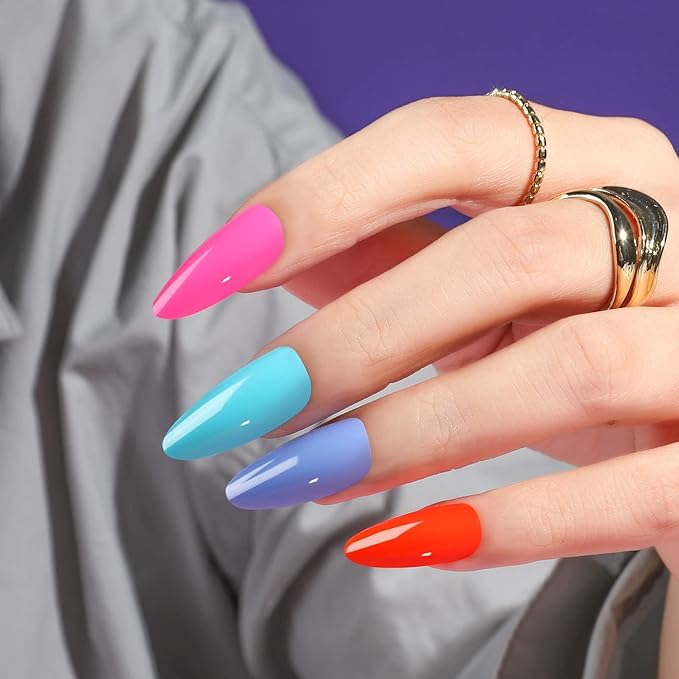 FANDAMEI Press on Nails, 24 Colors 576PCS Press on Nails Almond, Medium Acrylic Fake Nails Full Cover, Natural Glossy, False Nails with Nail Glue