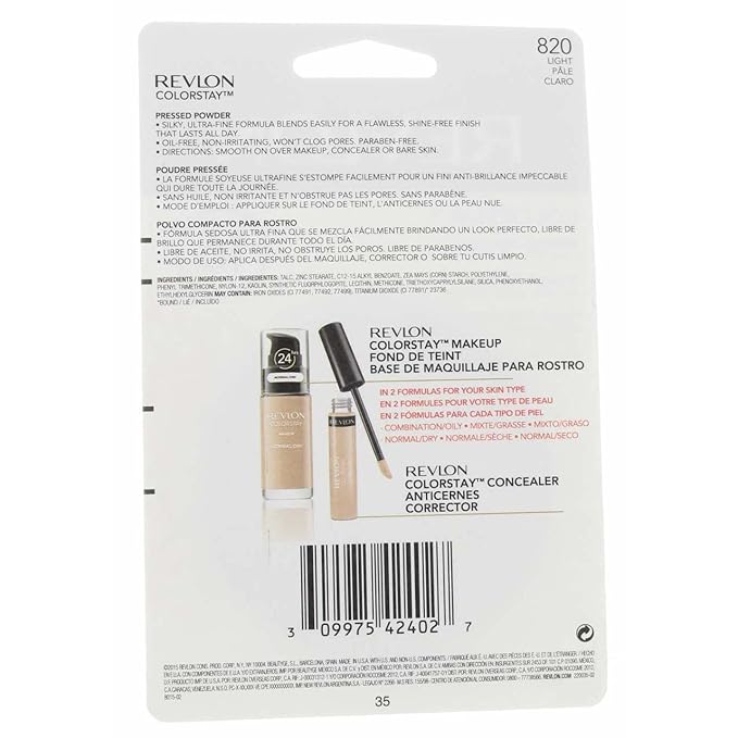 Revlon ColorStay Pressed Powder with SoftFlex, Light 820, 0.3 Ounces (Pack of 2)