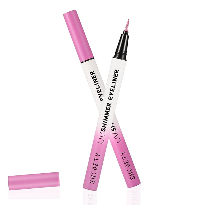 Metallic Neon Liquid Eyeliner, Glitter Neon Colored Eyeliners Pen, High Pigmented, Waterproof Smudge-Proof and Long-Lasting Metallic Eye Makeup for Halloween Christmas,Shimmer Purple