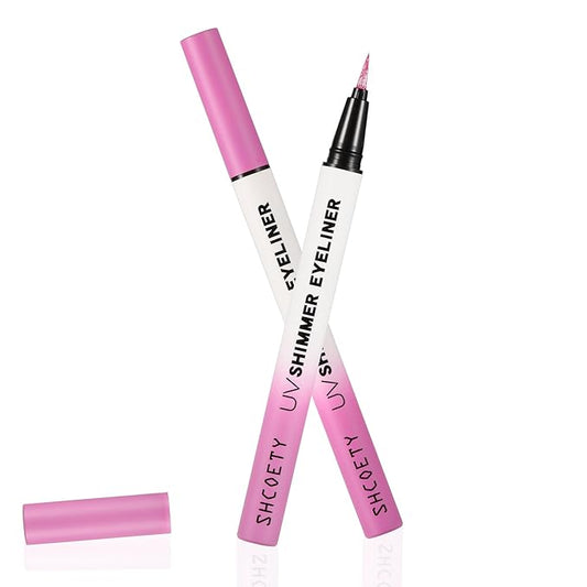 Metallic Neon Liquid Eyeliner, Glitter Neon Colored Eyeliners Pen, High Pigmented, Waterproof Smudge-Proof and Long-Lasting Metallic Eye Makeup for Halloween Christmas,Shimmer Purple