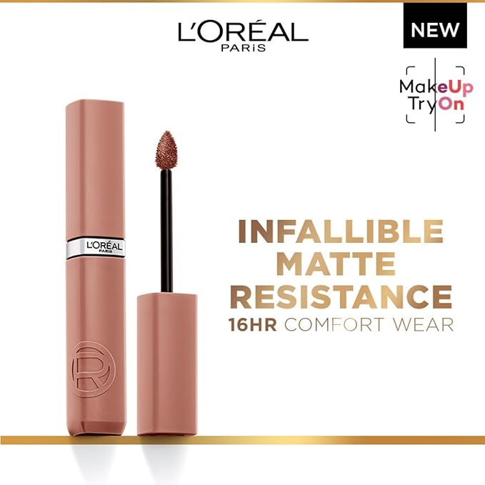 L'Oreal Paris Infallible Matte Resistance Liquid Lipstick, up to 16 Hour Wear, Breakfast in Bed 105, 0.16 Fl Oz