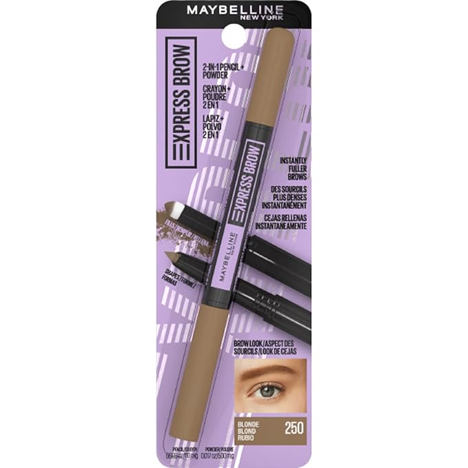 Maybelline Express Brow 2-In-1 Pencil and Powder Eyebrow Makeup, Blonde, 1 Count