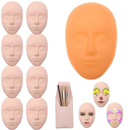 Silicone Makeup Practice Face, 8 Makeup Mannequin Face,