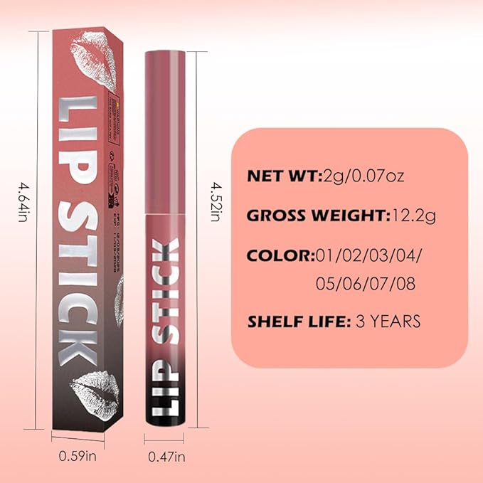 Matte Lipstick Crayon for Women, Peach Nude Lip Stick Pencil 24 Hour Long Lasting Waterproof, Non-Drying Hydrating Formula Lip Gloss Makeup, Vegan & Cruelty-Free, 02