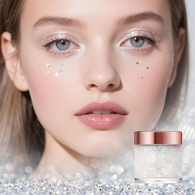 Badhare Dazzling Body Face Hair Glitter Gel 4Pack, Waterproof Sparkle for Parties, Festivals & Cosplay, Long Lasting Shimmer Makeup for Eye Shadow, Freckles & Skin, Easy Wash Off