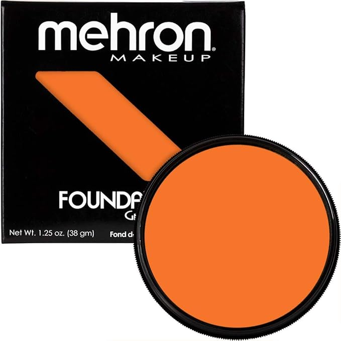 Mehron Makeup Foundation Greasepaint | Stage, Face Paint, Body Paint, Halloween Makeup 1.25 oz (38 g) (ORANGE)