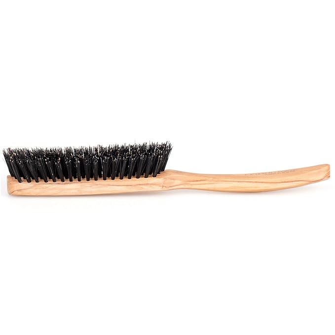 Fendrihan 5 Row Olivewood Hairbrush with Dark Bristles 8 Inches (Made in France)