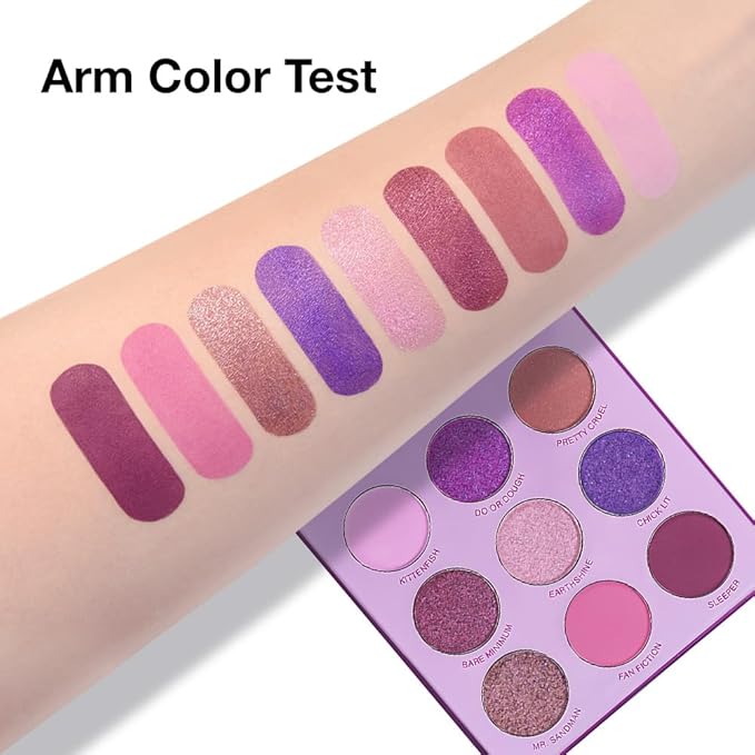Purple Eyeshadow Palette with Mirror for Eye Makeup,16 Color Blue Green Pink Gold Colorful Matte Glitter Highly Pigmented Korean Natural Rainbow Eye Shadow palette,Blendable-01