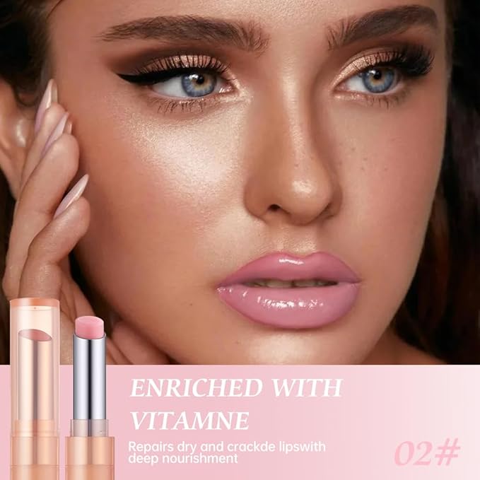 Color-Changing Lip Balm, Moisturizing Hydrating Tinted Lip Balm for Dry Lips, Long-Lasting Nourishing Lipstick, Glossy Lip Tint, Lip Care for Smooth, Soft Lips.2#