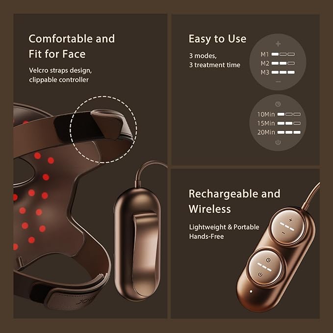 JOVS 4D Laser Light Therapy Mask, Red Light Therapy Mask for Face with FPT Technology, 4 Long Light Waves for Deep Anti-Aging and Wrinkle Reduction, 6× More Powerful than LED Laser Tech