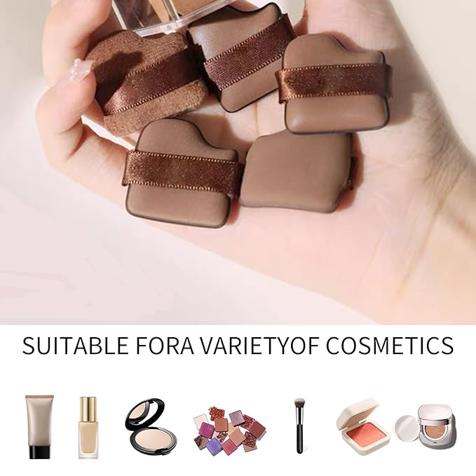6 PCS Makeup Sponge Makeup Flat Puffs For Foundation Concealer And Powder, Latex Free Blender Chocolate Makeup Sponges For Natural Makeup (6 PCS)