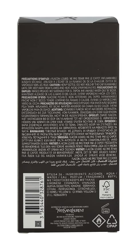 Yves Saint Laurent L'homme Eau de Toilette Spray for Men, 6.7 Ounce, Multicolor