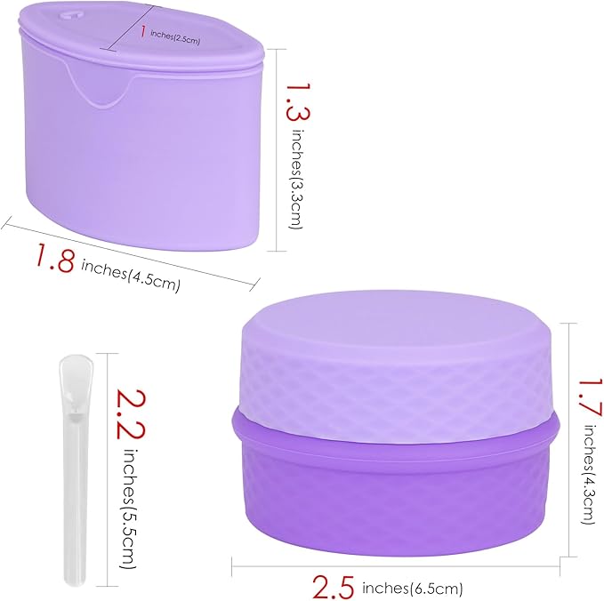 2 Pack Silicone Makeup Containers, Leak-Proof Travel Cosmetic Jars for Creams with Lid, Travel Essentials Accessories for Toiletries (Pink, Purple)