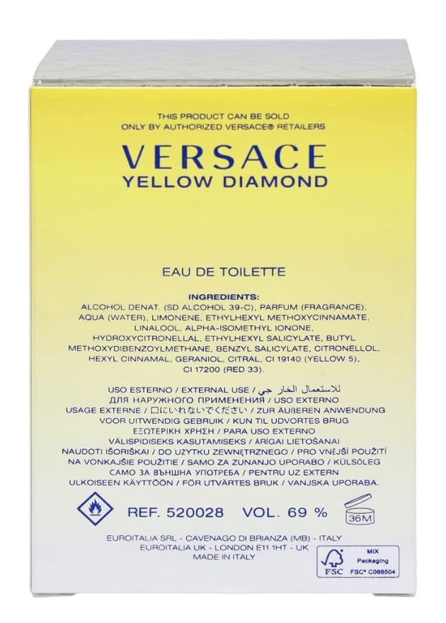 Versace Eau de Toilette Spray, Yellow Diamonds, 1.0 Fluid Ounce