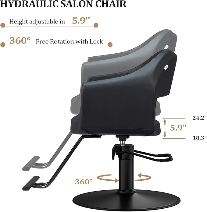 OmySalon Barber Chairs for Barbershop Styling Chair, Salon Chair for Hair Stylist, Heavy Duty Hydraulic Pump, 360°Swivel with Footrest, Hairdressing Home Beauty Spa Equipment