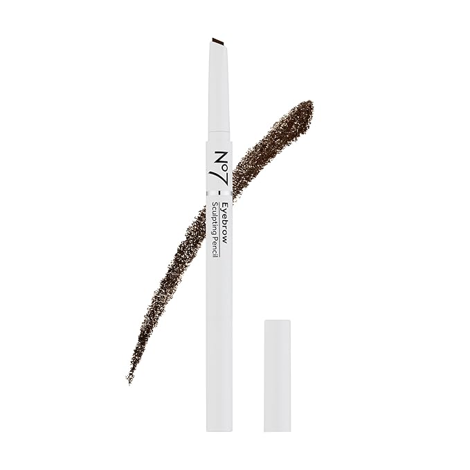 No7 Beautiful Eyebrows Sculpting Pencil - Brown - Precision-Tip Eyebrows Pencil with Angled Brush Tip - Sculpting Brow Pencil with Spoolie Brush to Comb & Style Brows - (0.2g)