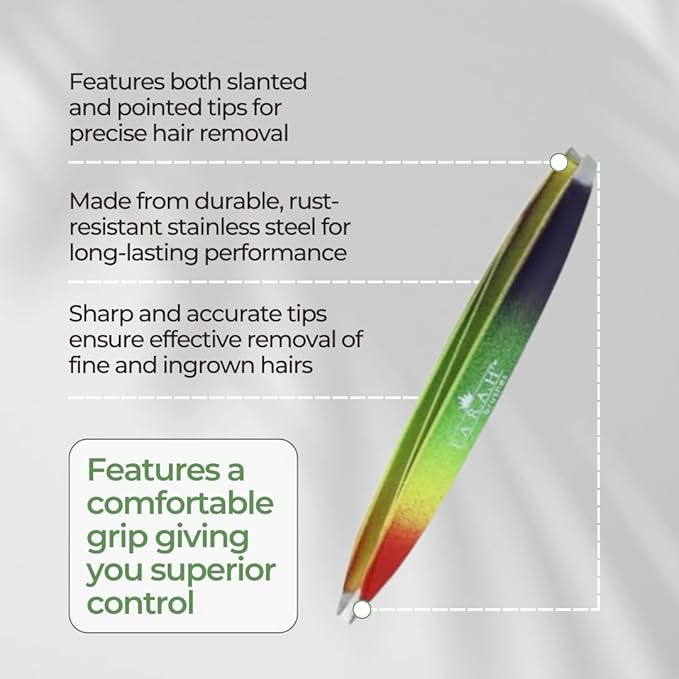 F.A.R.A.H Z-Tweeze Professional Stainless Steel Dual Ended Precision Tweezers Slanted and Pointed Tips (Africa)