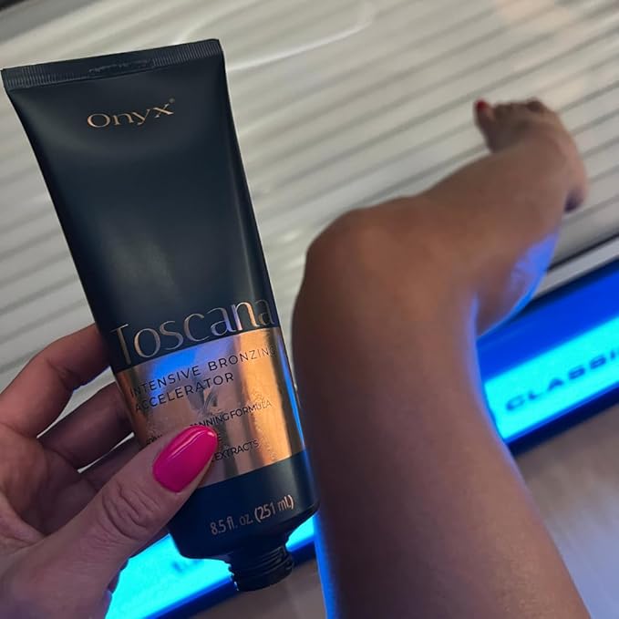 Onyx Toscana Intensive Bronzing Accelerator | Bronzing Tanning Lotion for Tanning Beds | Streak & Stain Free Tanning Lotion for Indoor Outdoor | Face & Body Lotion for Sensitive Skin - 8.5 fl oz