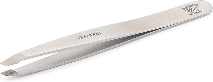 Professional Tweezers Diamond Slant Tip - Diamond Tip Tweezers for Men & Women - High Precision Design for Face, Eyebrow, Hair & Grooming - Stainless Steel Handmade Beauty Tool
