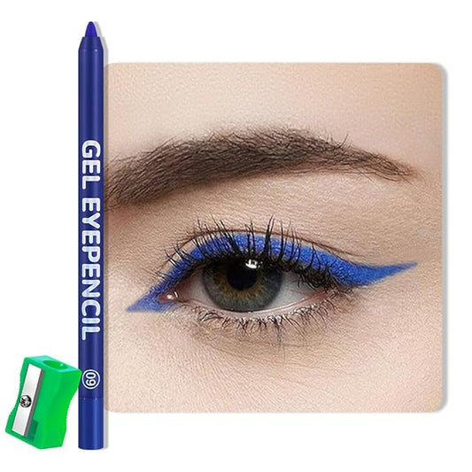 Dark Blue Matte Gel Eyeliner Pencil, Multi-Use Waterline Eyeliner with Sharpener, Sharpenable Eye Liner Waterproof Smudge Proof, High Pigmented Eye Makeup Liners, Vegan & Cruelty-Free 09