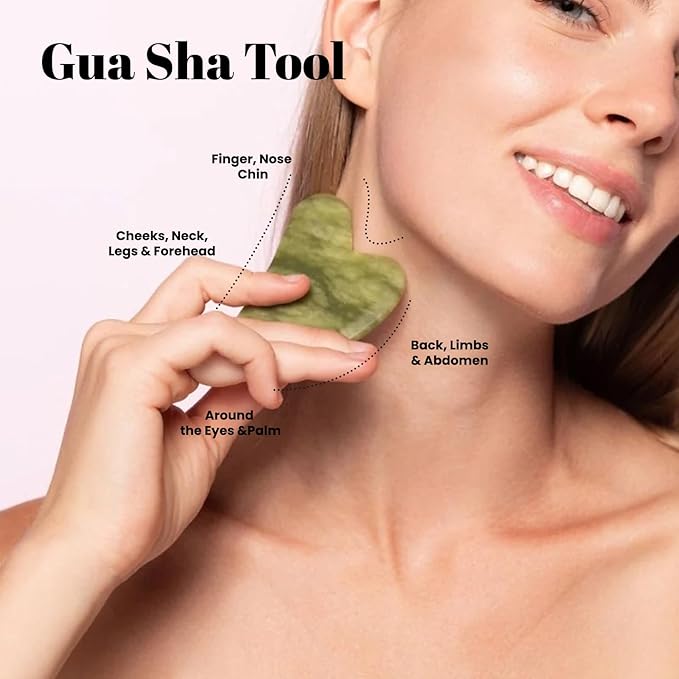 ROSELYNBOUTIQUE Gua Sha Facial Tools & Jade Roller Original Face Massager for Puffiness Wrinkless Skin Care Routine - Self Care Gift for Men Women