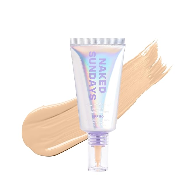 Naked Sundays BeautyScreen™ SPF 50 Mineral Peptide Foundation Tint – Skin Tint & Mineral Sunscreen | Radiant, Buildable Coverage, Acne-Safe, Infused with Peptides (2.5 Light Neutral, 1.01 oz)