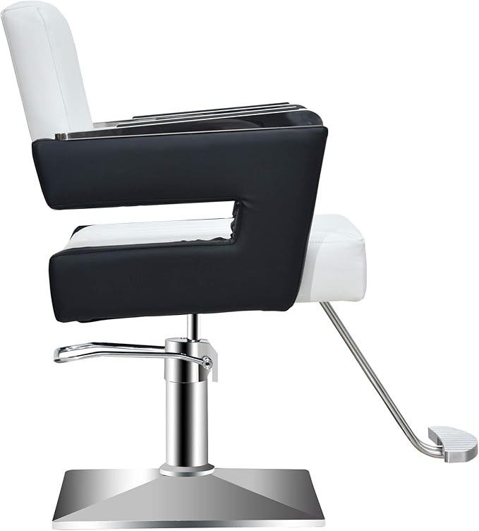 BarberPub Salon Chair for Hair Stylist, All Purpose Hydraulic Barber Styling Chair, Beauty Spa Equipment 8815 (6’’ Seat Height Adjustment) (Black&White)