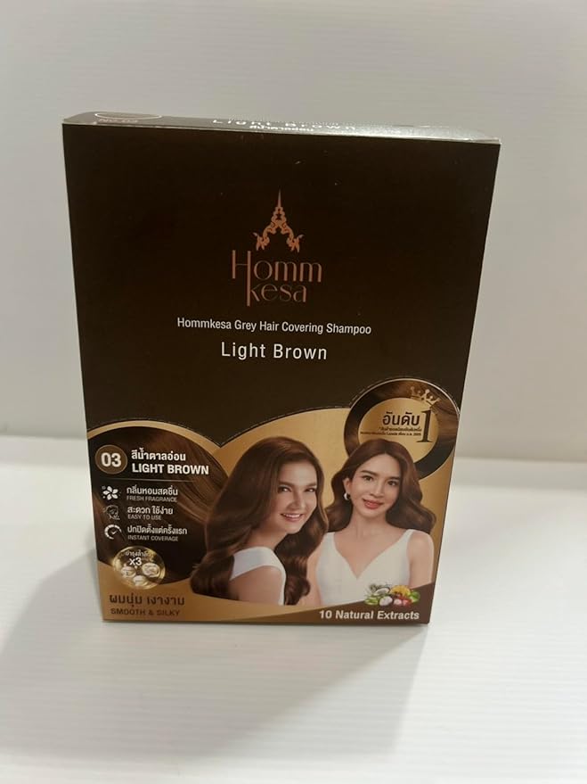 Grey Hair Covering Shampoo (6 Packet) – Premium 3-in-1 Hair Dye Shampoo For Grey Hair (Light Brown)