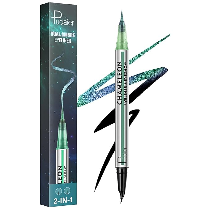 Black and Multichrome Waterproof Liquid Eyeliner, Stay All Day Eye Liner Pen with Precise Tips for Women, Smudge-Proof & Transfer-Resistant, Vegan & Cruelty-Free
