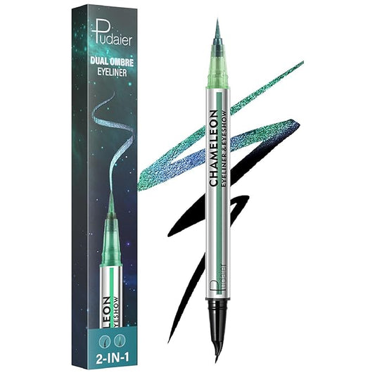 Black and Multichrome Waterproof Liquid Eyeliner, Stay All Day Eye Liner Pen with Precise Tips for Women, Smudge-Proof & Transfer-Resistant, Vegan & Cruelty-Free